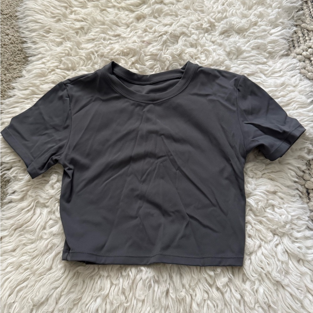 AOXJOX gray crop work out top size small